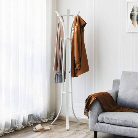 Samostojeća vješalica za kapute, odjeću, metalna, visoka 176cm, bijela | SONGMICS-vitahome.hr