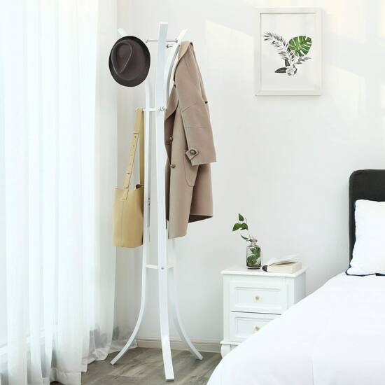 Samostojeća vješalica za kapute, odjeću, metalna, visoka 176cm, bijela | SONGMICS-vitahome.hr