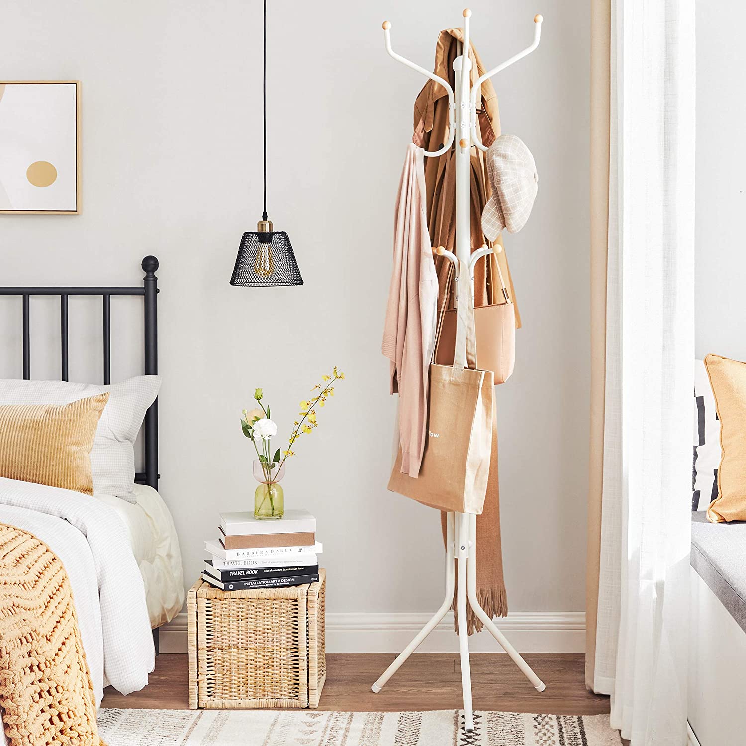 Samostojeća vješalica za kapute, odjeću, metalna, visoka 182 cm, bijela | SONGMICS-vitahome.hr