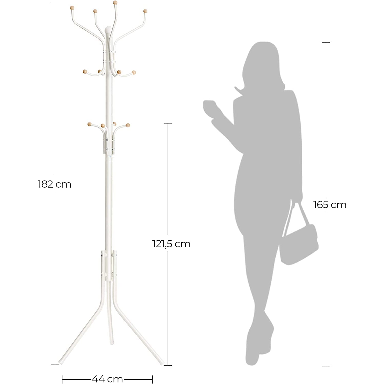 Samostojeća vješalica za kapute, odjeću, metalna, visoka 182 cm, bijela | SONGMICS-vitahome.hr