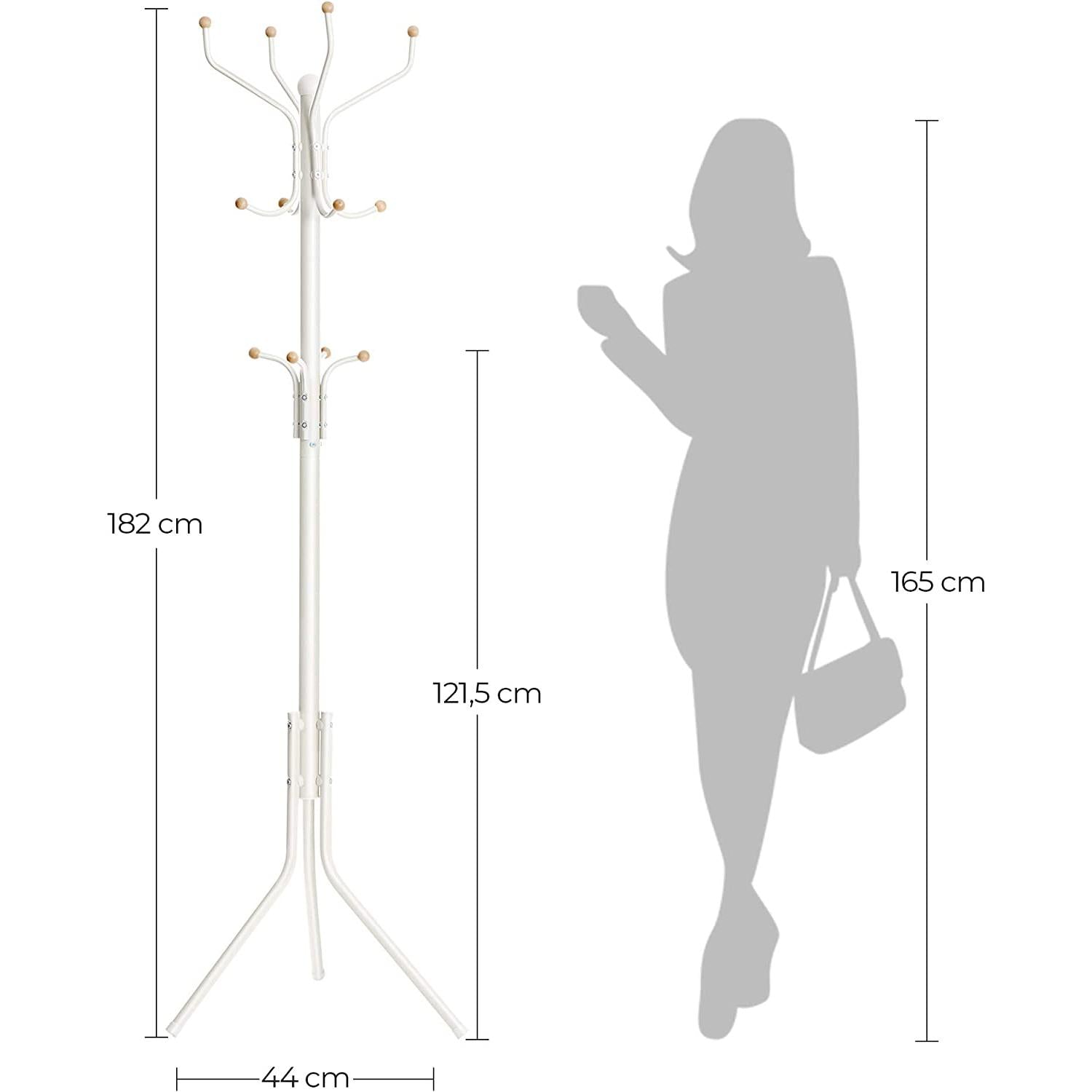 Samostojeća vješalica za kapute, odjeću, metalna, visoka 182 cm, bijela | SONGMICS-vitahome.hr