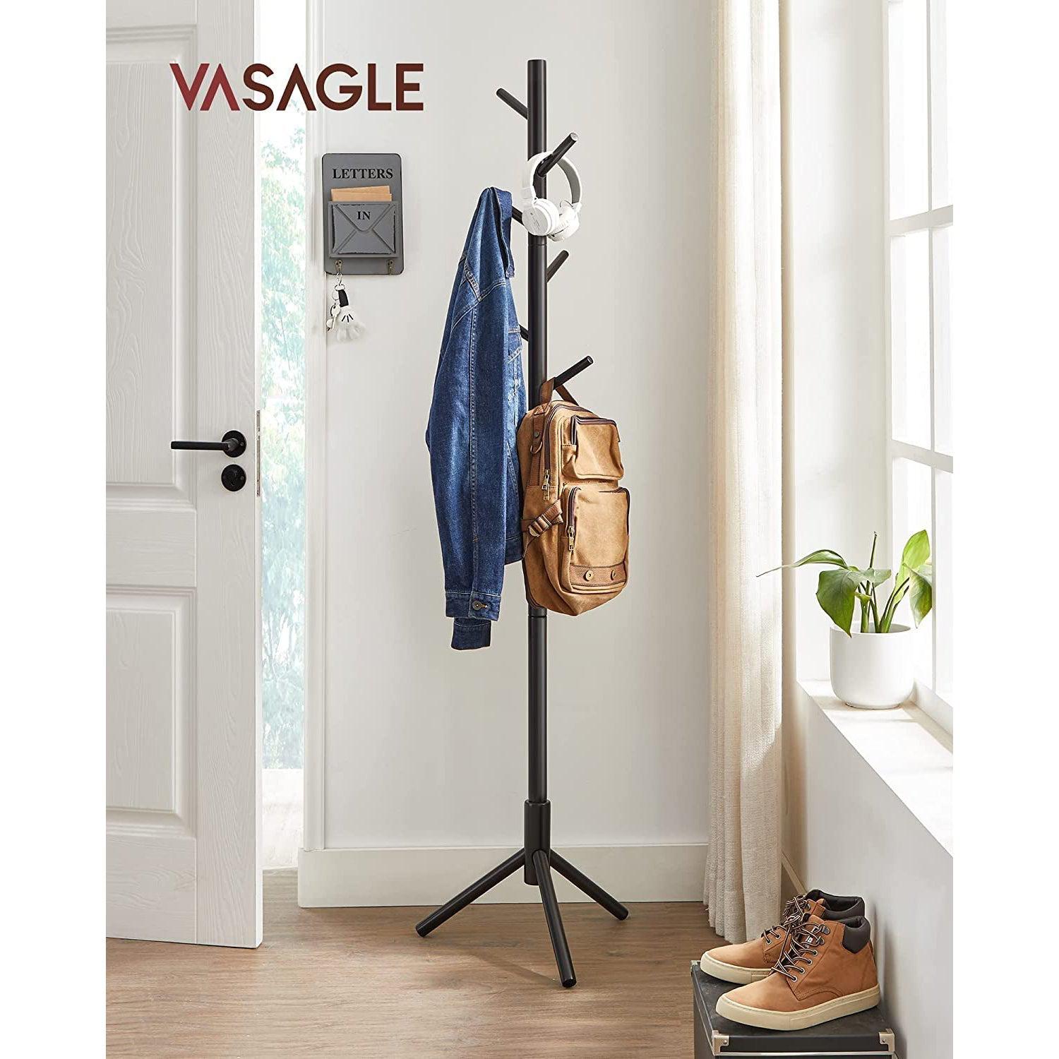 Samostojeća vješalica za kapute, odjeću, od punog drveta, visoka 175cm, crna | VASAGLE-vitahome.hr