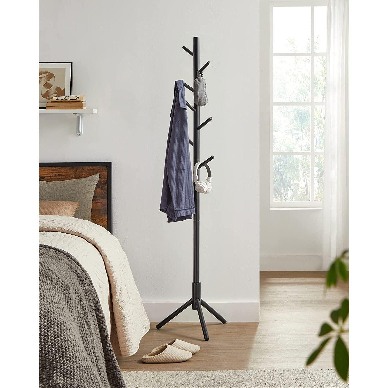 Samostojeća vješalica za kapute, odjeću, od punog drveta, visoka 175cm, crna | VASAGLE-vitahome.hr