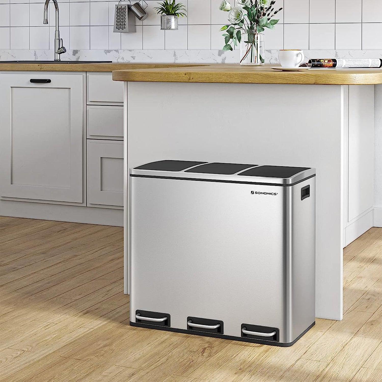 Selektivna kanta za smeće 54 litre srebrna | SONGMICS-vitahome.hr