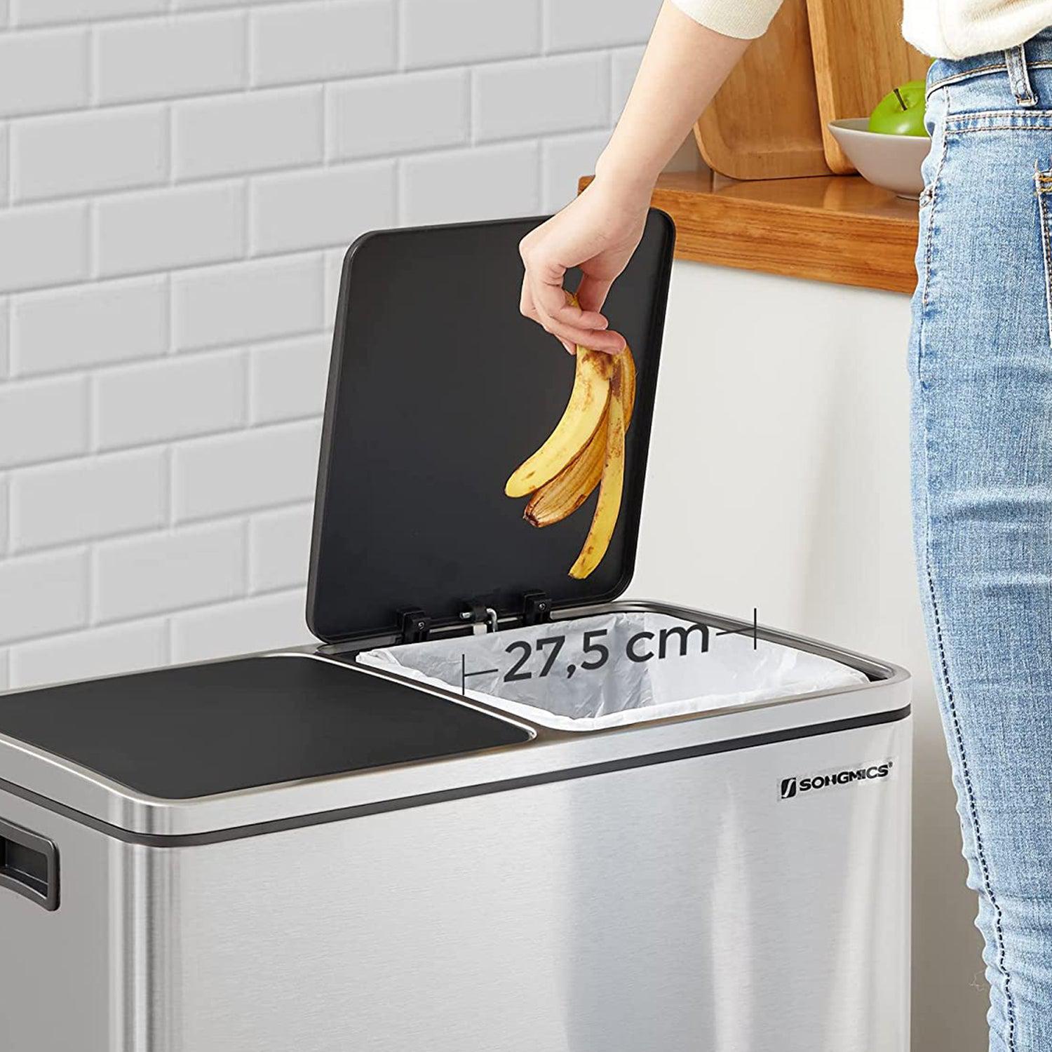 Selektivna kanta za smeće, sakupljač kuhinjskog otpada, nehrđajući čelik, 2 x 24 L | SONGMICS-vitahome.hr