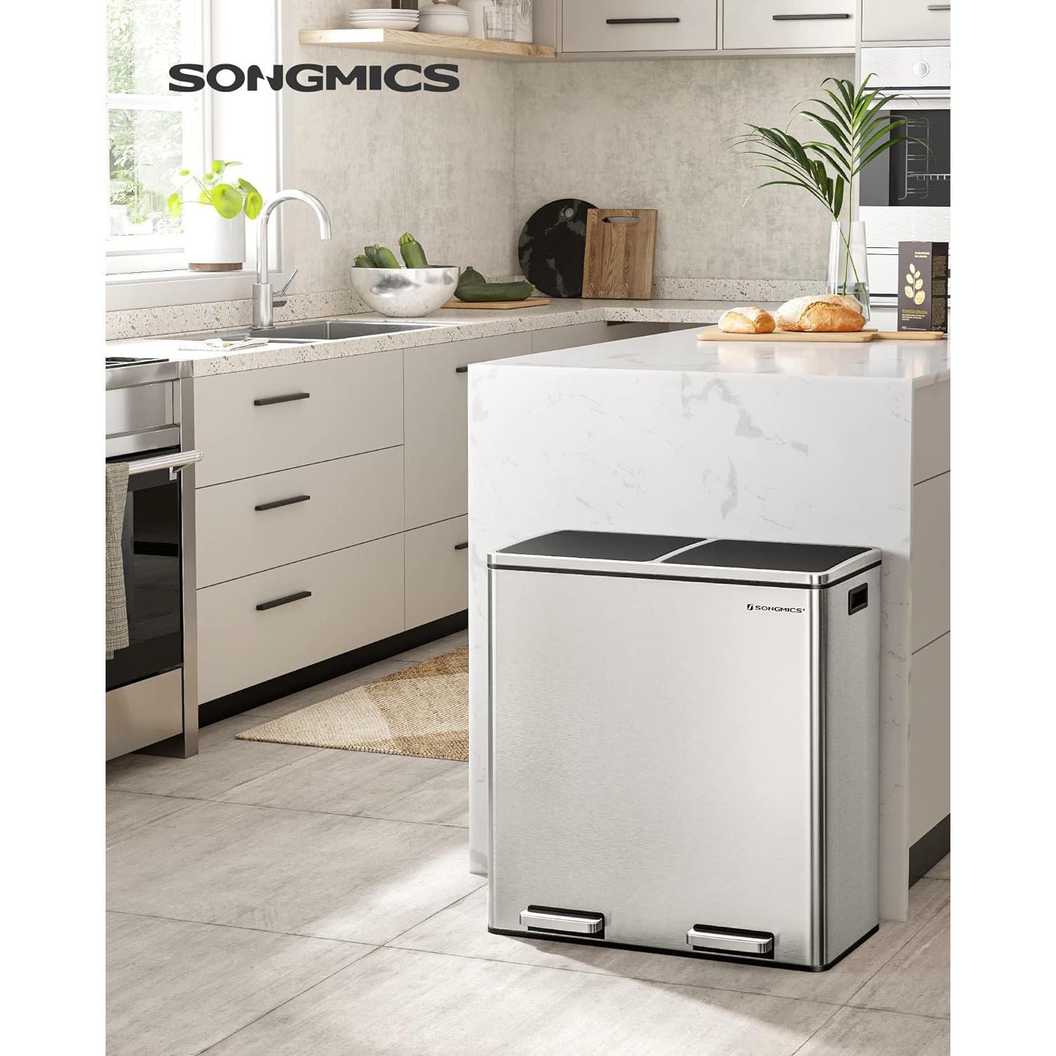 Selektivni sakupljač otpada, s 2 plastične unutarnje posude, 2 x 30 L | SONGMICS-vitahome.hr
