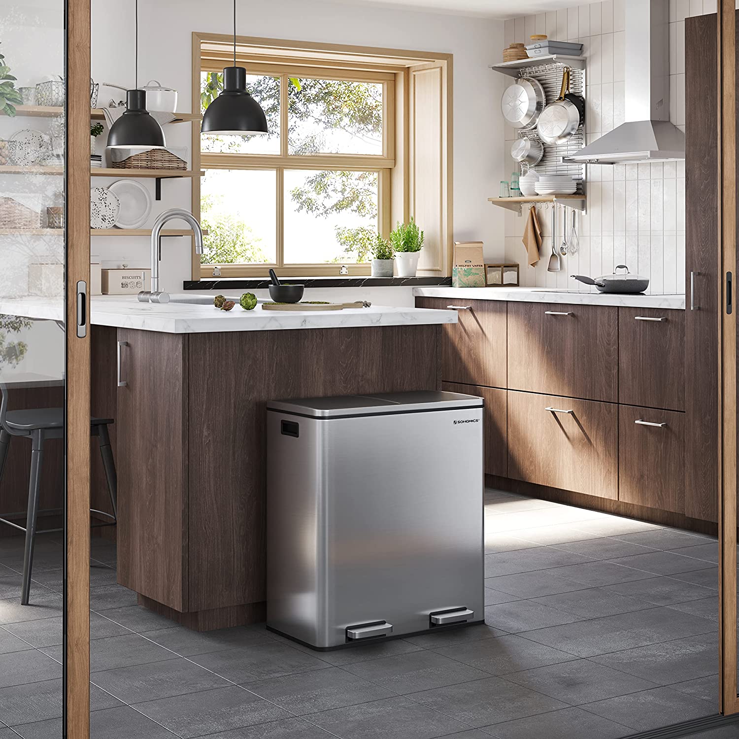 Selektivni sakupljač otpada, s 2 plastične unutarnje posude, 2 x 30 L | SONGMICS-SONGMICS-Vita Home