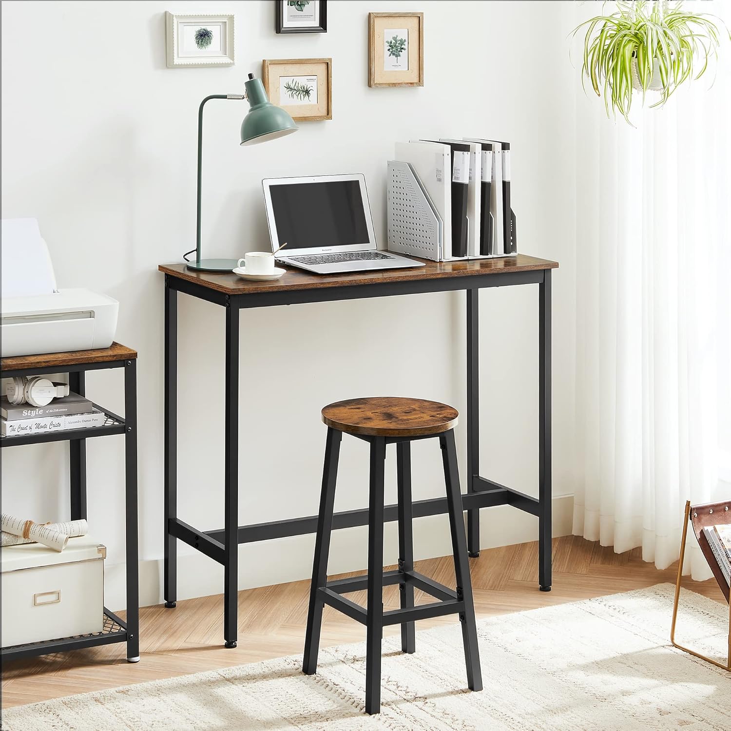 Set blagovaonskog namještaja, barski stol i stolice, 100x40cm, rustikalno smeđa i crna