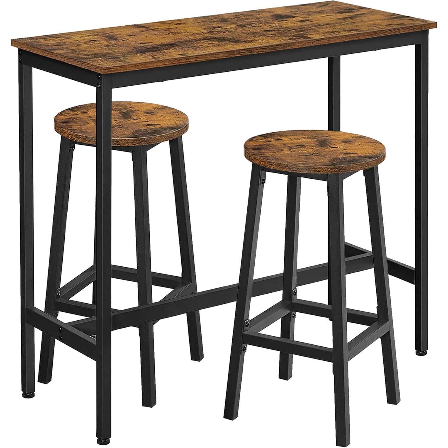 Set blagovaonskog namještaja, barski stol i stolice, 100x40cm, rustikalno smeđa i crna