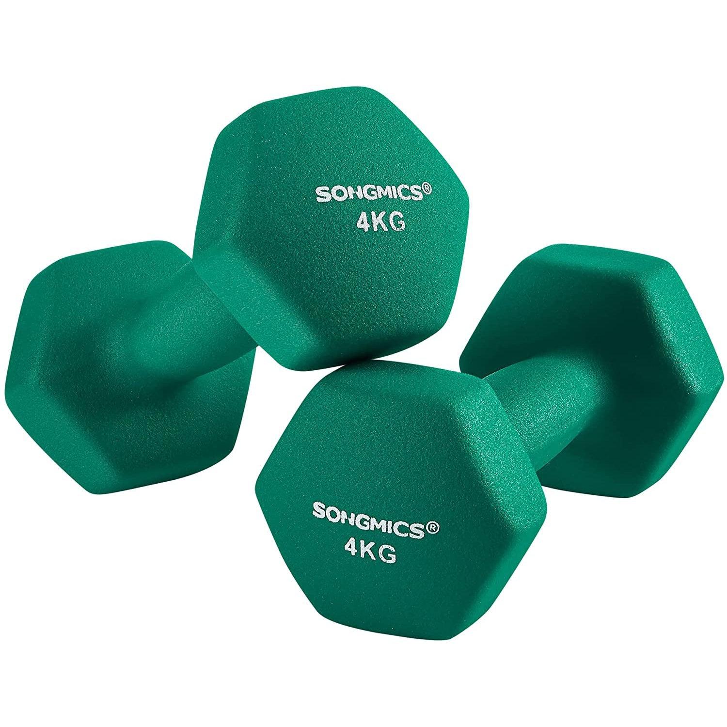 set bučica, 2-dijelni set bučica s protukliznom mat površinom 2 x 4 kg, zelena | SONGMICS-vitahome.hr