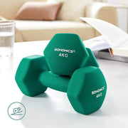 set bučica, 2-dijelni set bučica s protukliznom mat površinom 2 x 4 kg, zelena | SONGMICS-vitahome.hr