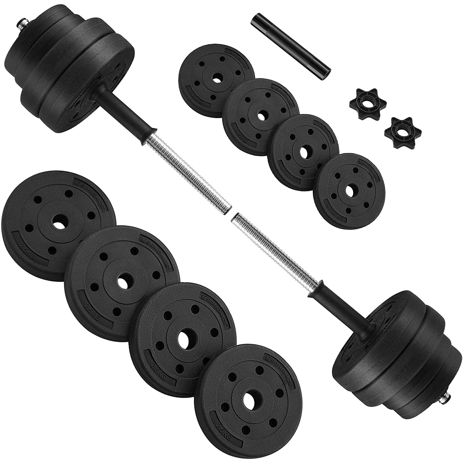 Set bučica, dodatna bučica sa šipkom, 30 kg, crna | SONGMICS-vitahome.hr