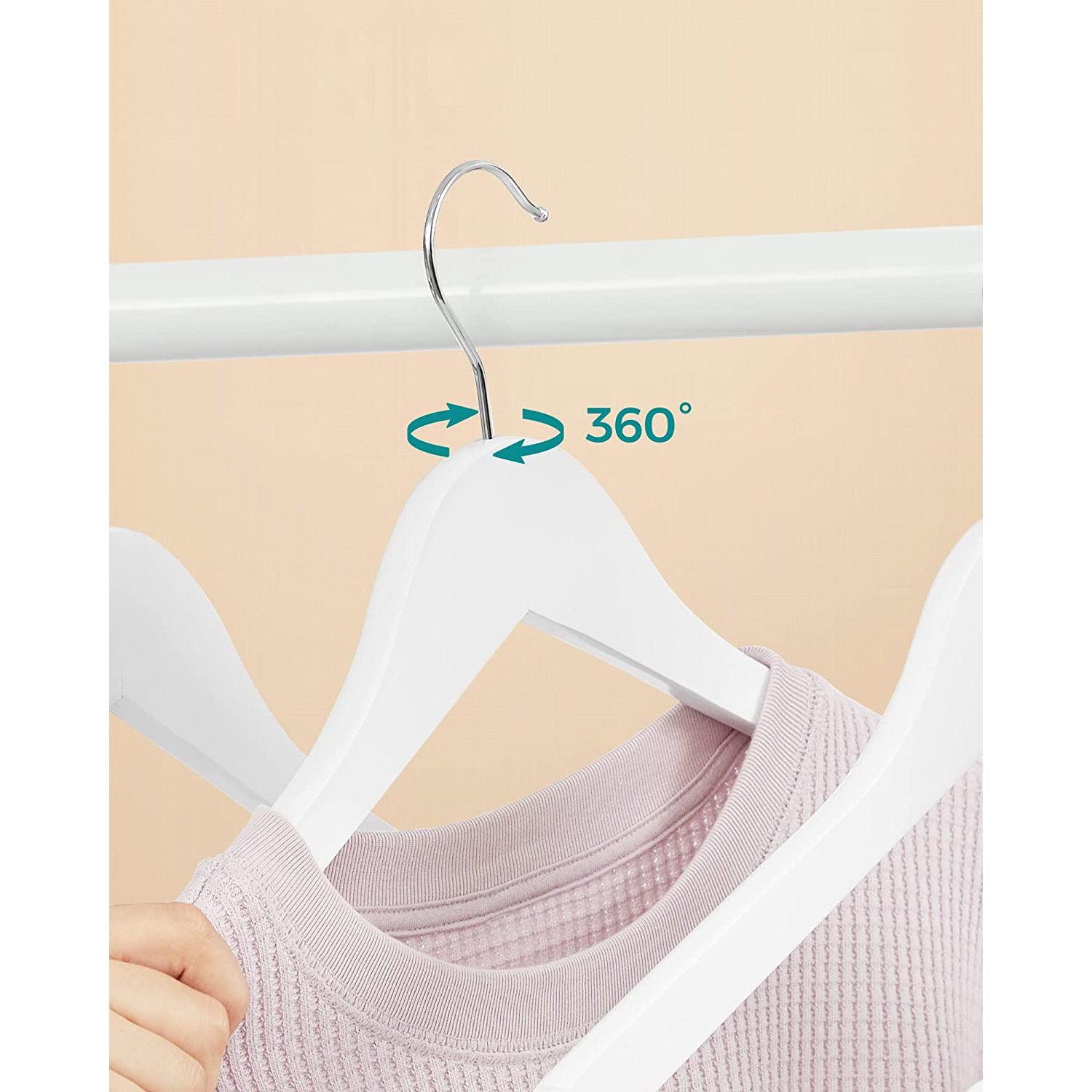 Set od 10 drvenih, protukliznih vješalica, standardnog oblika, bijele | SONGMICS-vitahome.hr