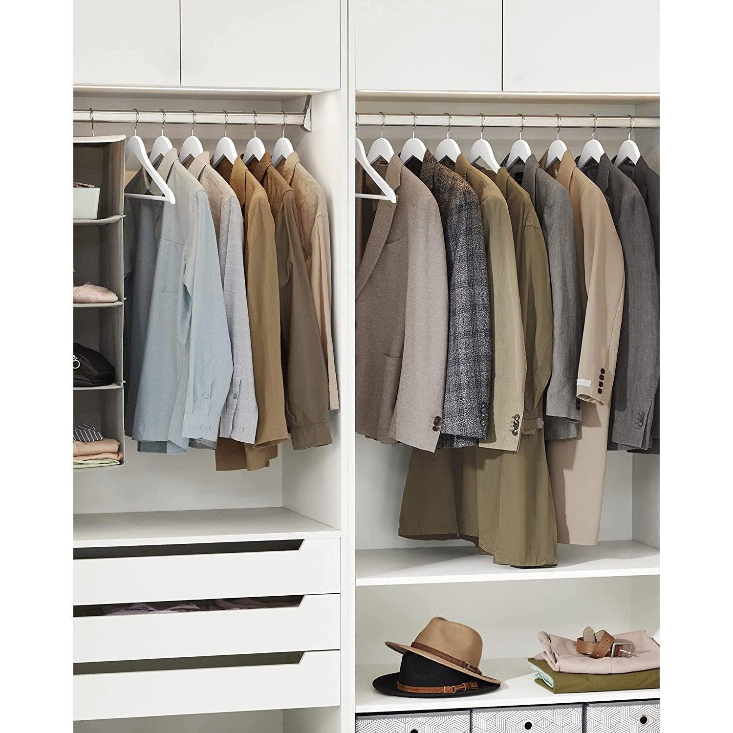 Set od 10 drvenih, protukliznih vješalica, standardnog oblika, bijele | SONGMICS-vitahome.hr