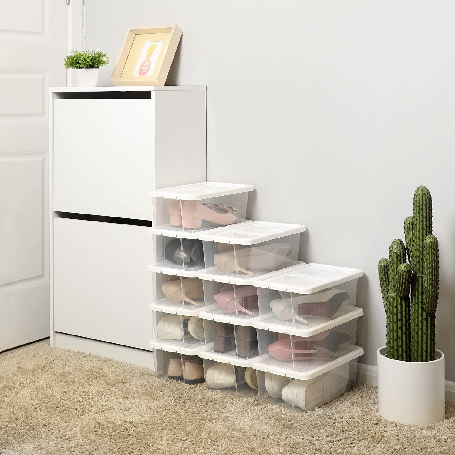 Set od 12 plastičnih kutija za pohranu, za cipele maksimalne veličine 41, prozirne | SONGMICS-vitahome.hr