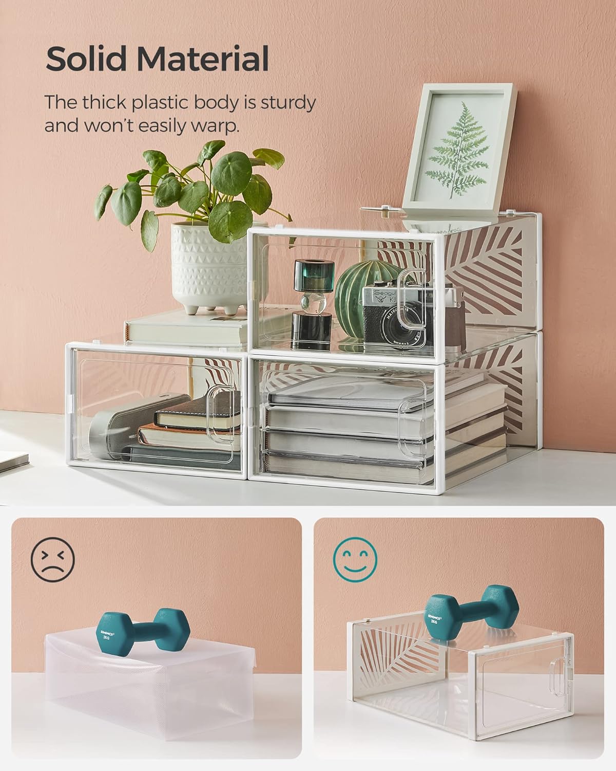 Set od 12 plastičnih, prozirnih kutija za obuću, 33,5 x 23 x 14 cm, bijele | SONGMICS-vitahome.hr