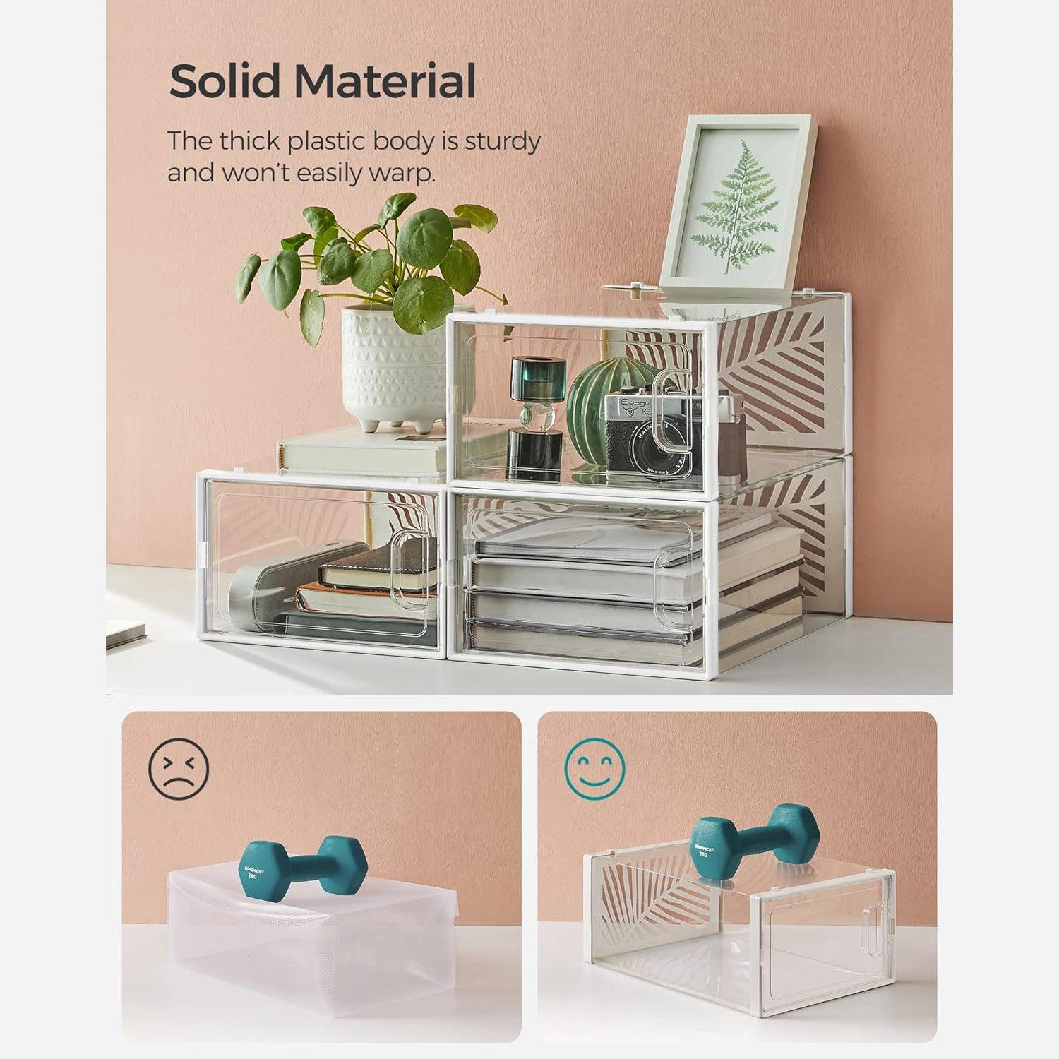 Set od 18 kutija za cipele, kutije za pohranu koje se mogu složiti, prozirno-bijele | SONGMICS-vitahome.hr