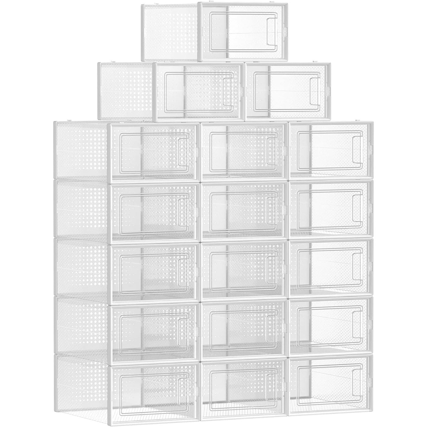 Set od 18 kutija za cipele, kutije za pohranu koje se mogu sloziti, prozirno-bijele | SONGMICS-vitahome.hr