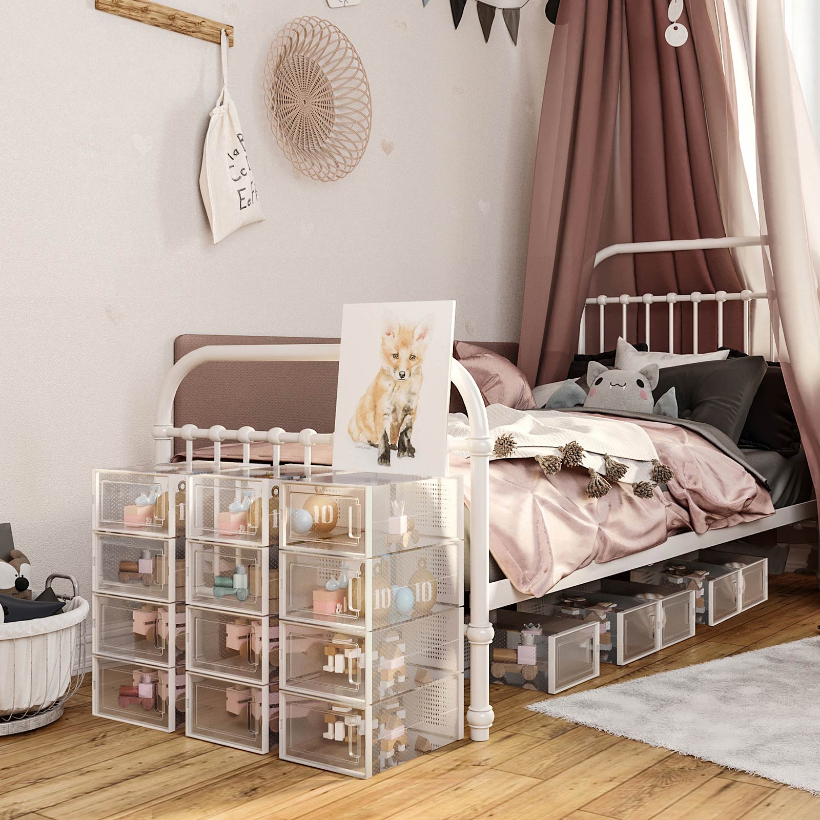 Set od 18 kutija za cipele, kutije za pohranu koje se mogu sloziti, prozirno-bijele | SONGMICS-vitahome.hr