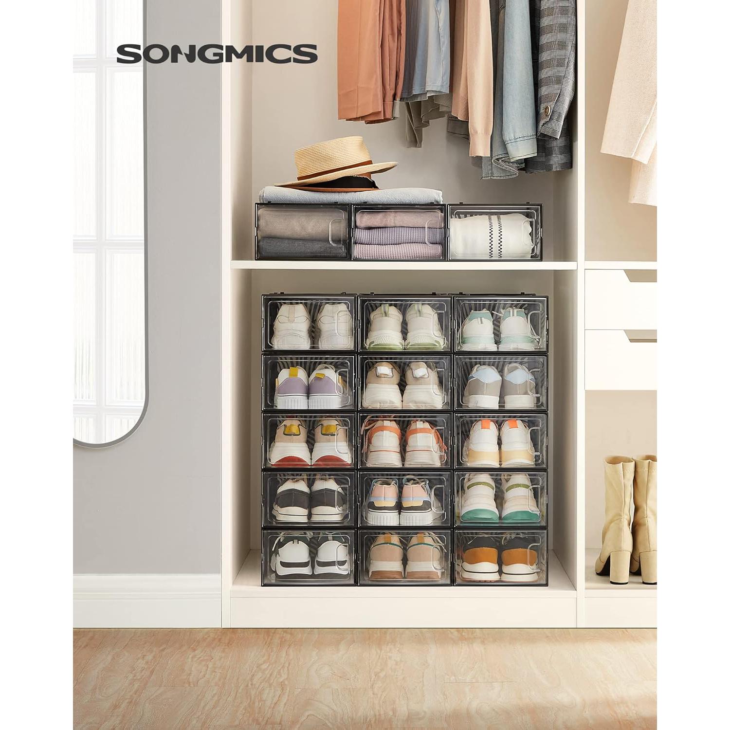 Set od 18 kutija za cipele, kutije za pohranu koje se mogu složiti, prozirno-crne | SONGMICS-vitahome.hr