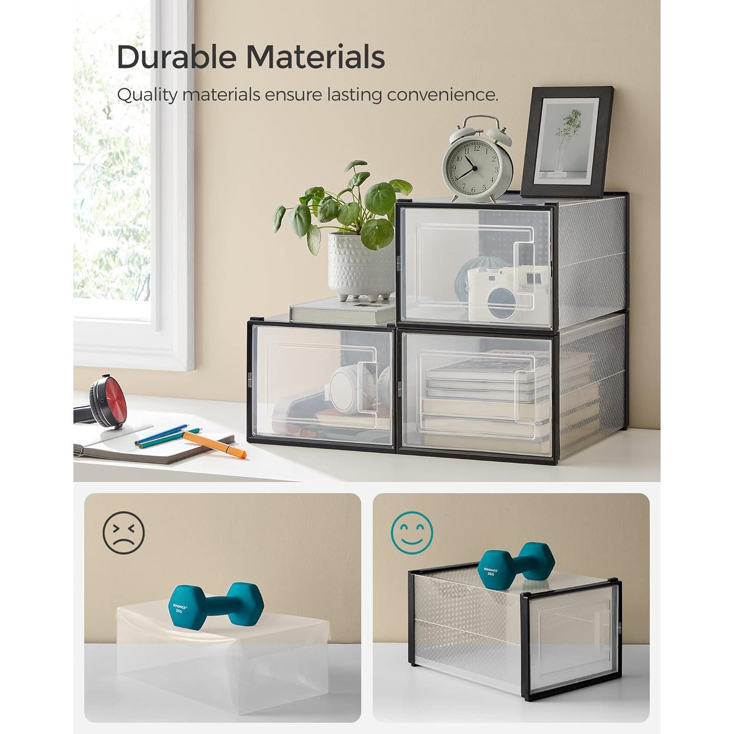 Set od 18 složivih kutija za cipele, dimenzije po kutiji 35 x 25,2 x 19 cm, crne | SONGMICS-vitahome.hr