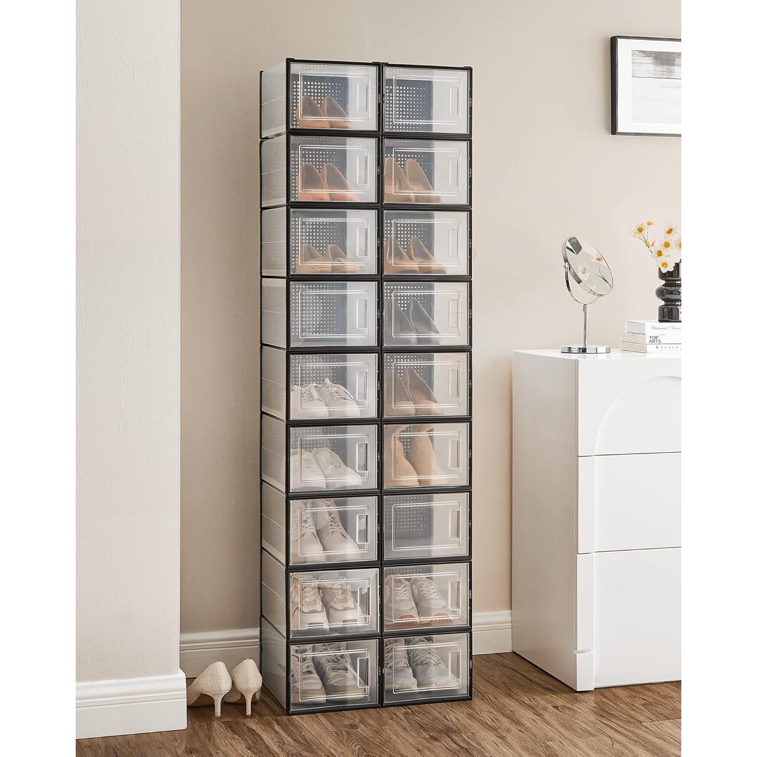 Set od 18 složivih kutija za cipele, dimenzije po kutiji 35 x 25,2 x 19 cm, crne | SONGMICS-vitahome.hr