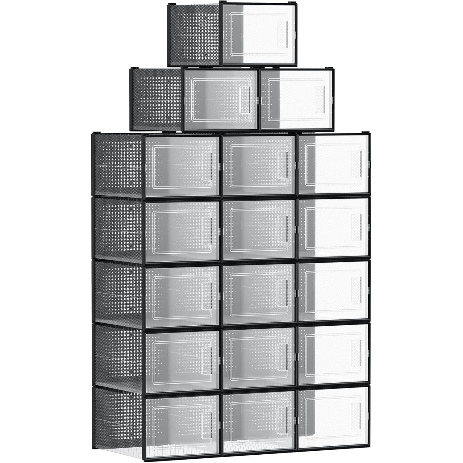 Set od 18 složivih kutija za cipele, dimenzije po kutiji 35 x 25,2 x 19 cm, crne | SONGMICS-vitahome.hr
