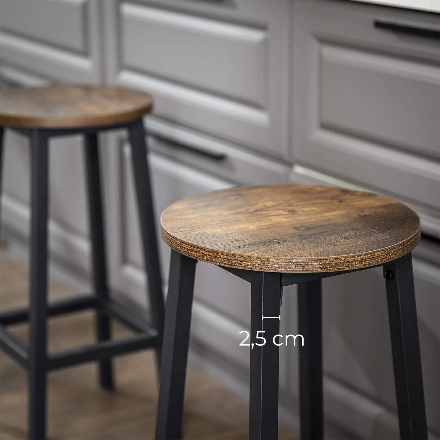 Set od 2 barske stolice, 65 cm visine, rustikalno smeđa i crna | VASAGLE-vitahome.hr