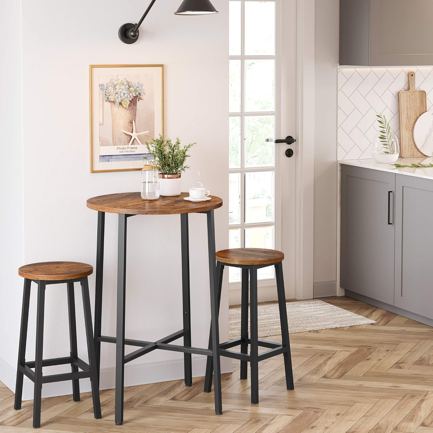 Set od 2 barske stolice, 65 cm visine, rustikalno smeđa i crna | VASAGLE-vitahome.hr