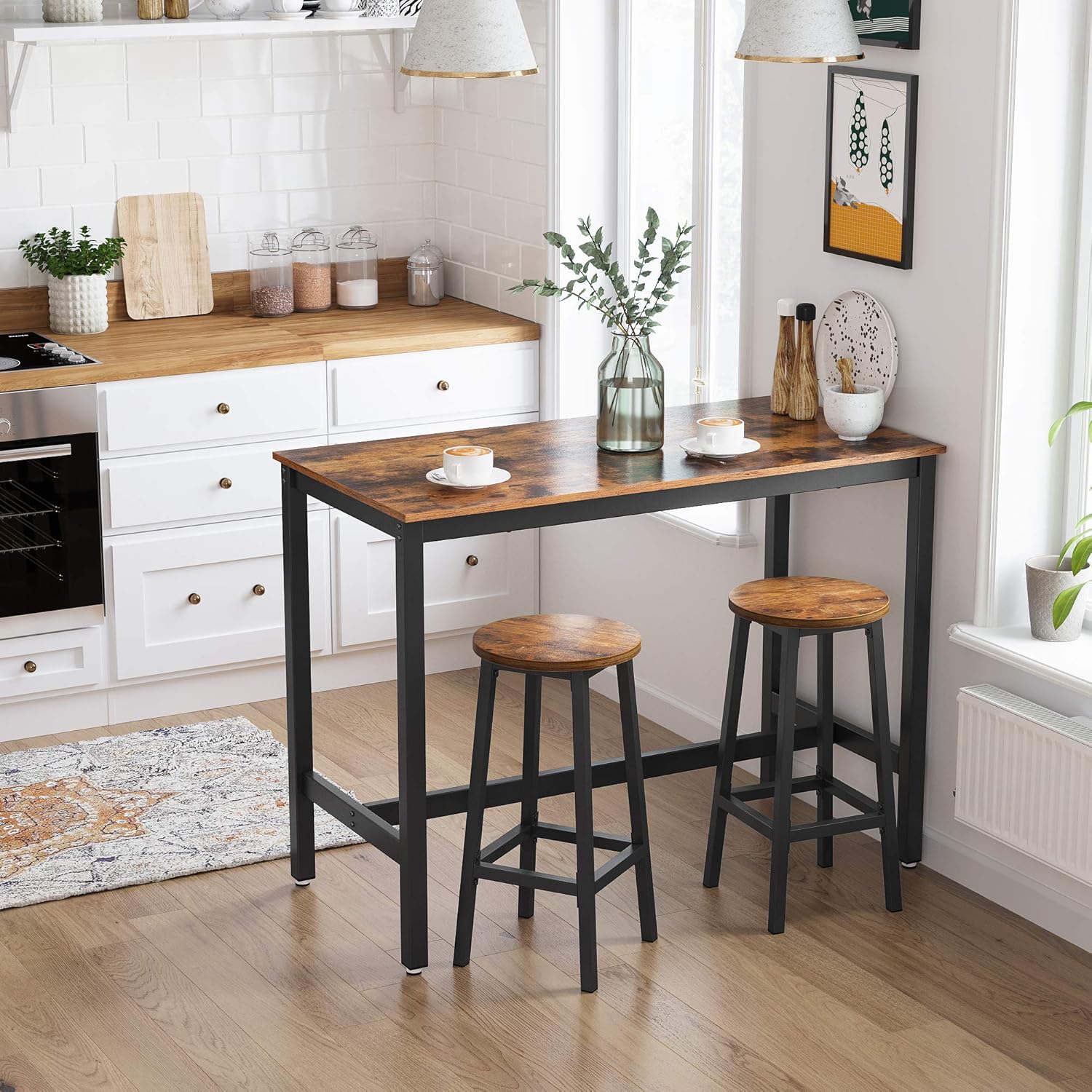 Set od 2 barske stolice, 65 cm visine, rustikalno smeđa i crna | VASAGLE-vitahome.hr