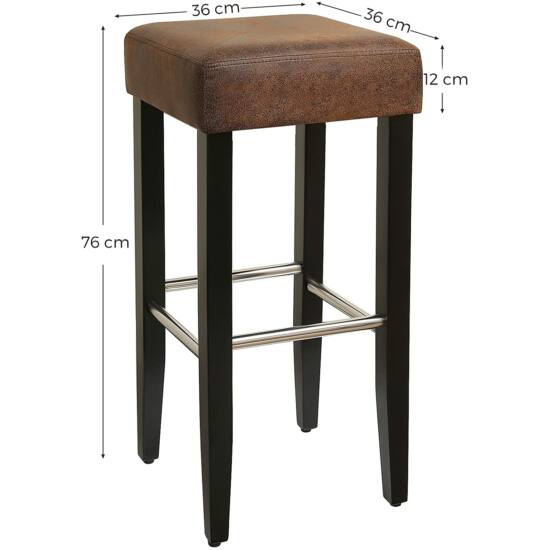 Set od 2 barske stolice bez naslona od umjetne kože, visine 76cm, smeđe | SONGMICS-vitahome.hr