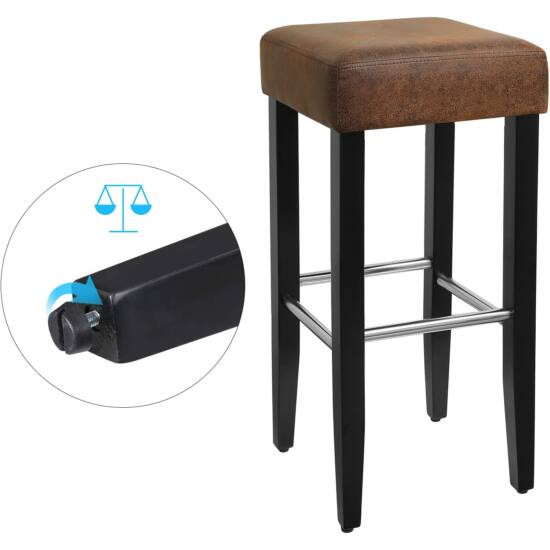 Set od 2 barske stolice bez naslona od umjetne kože, visine 76cm, smeđe | SONGMICS-vitahome.hr
