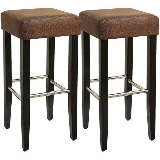 Set od 2 barske stolice bez naslona od umjetne kože, visine 76cm, smeđe | SONGMICS-vitahome.hr