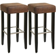 Set od 2 barske stolice bez naslona od umjetne kože, visine 76cm, smeđe | SONGMICS-vitahome.hr