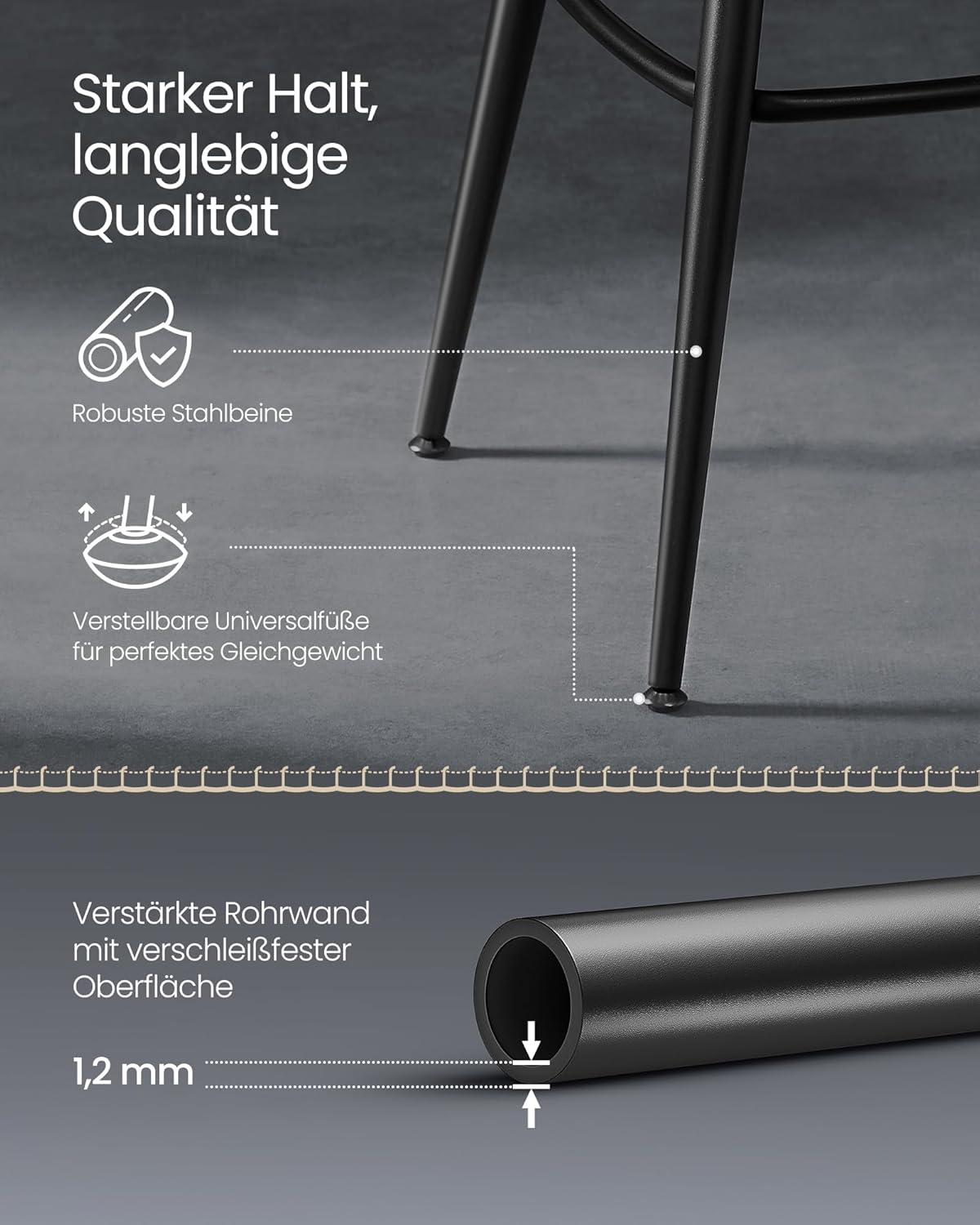 Set od 2 barske stolice iz EKHO kolekcije, 54 x 54 x 91 cm, crne | VASAGLE-VASAGLE-Vita Home