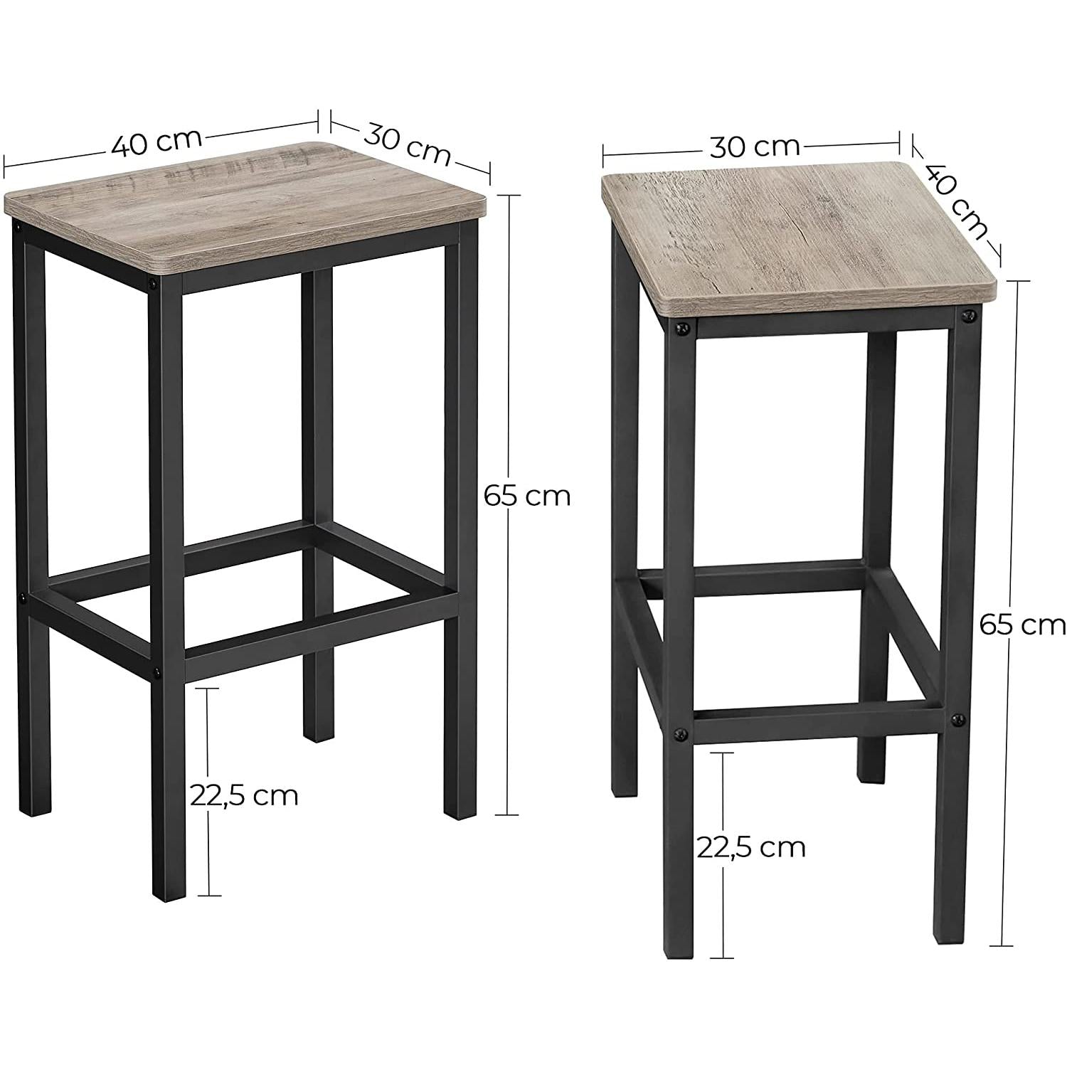 Set od 2 barske stolice, kuhinjske stolice 40 x 65 x 30 cm, sivo-crna | VASAGLE-vitahome.hr