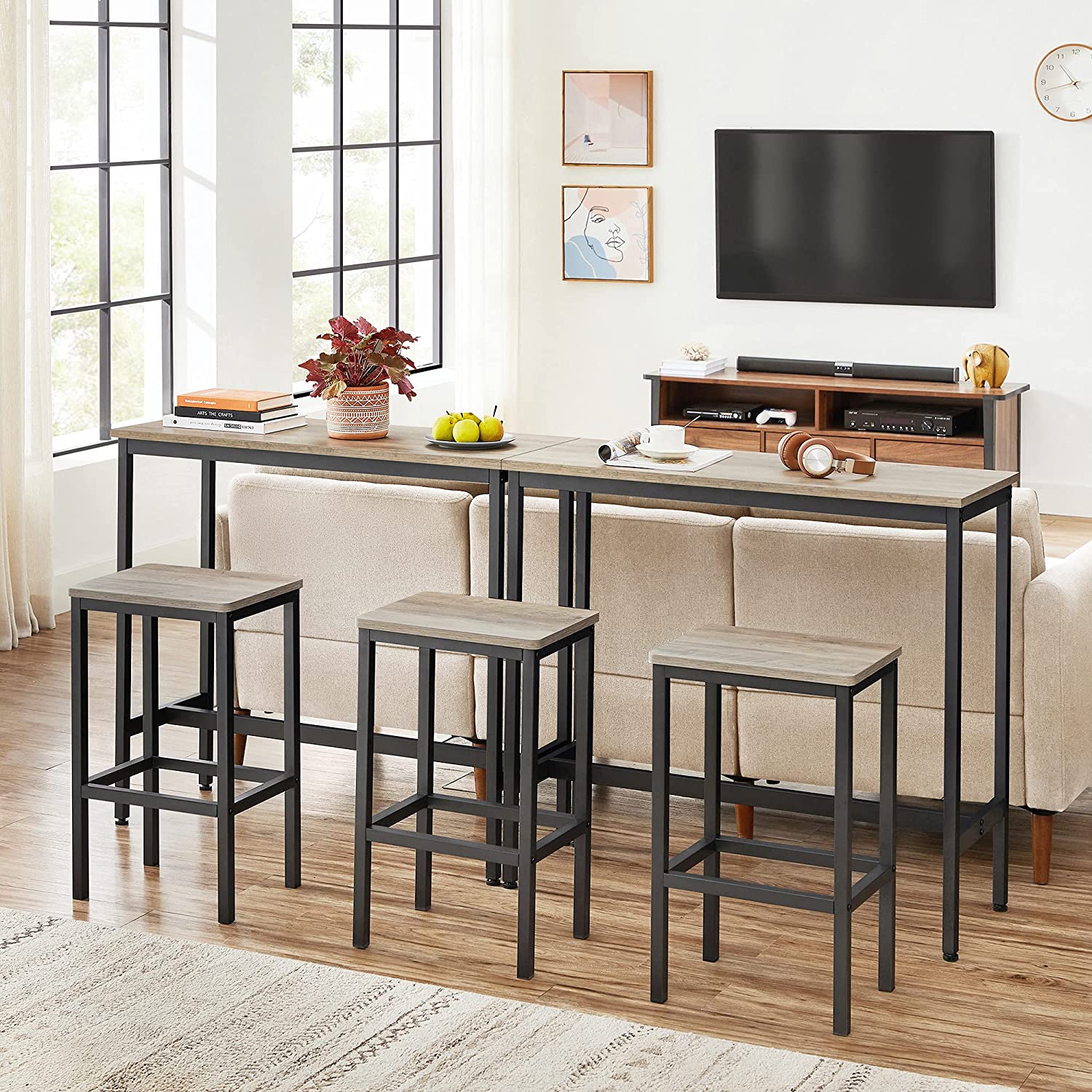 Set od 2 barske stolice, kuhinjske stolice 40 x 65 x 30 cm, sivo-crna | VASAGLE-vitahome.hr