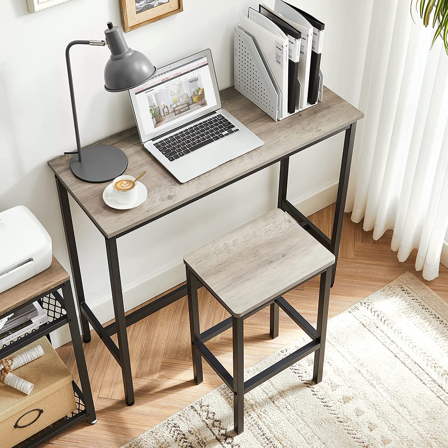 Set od 2 barske stolice, kuhinjske stolice 40 x 65 x 30 cm, sivo-crna | VASAGLE-vitahome.hr