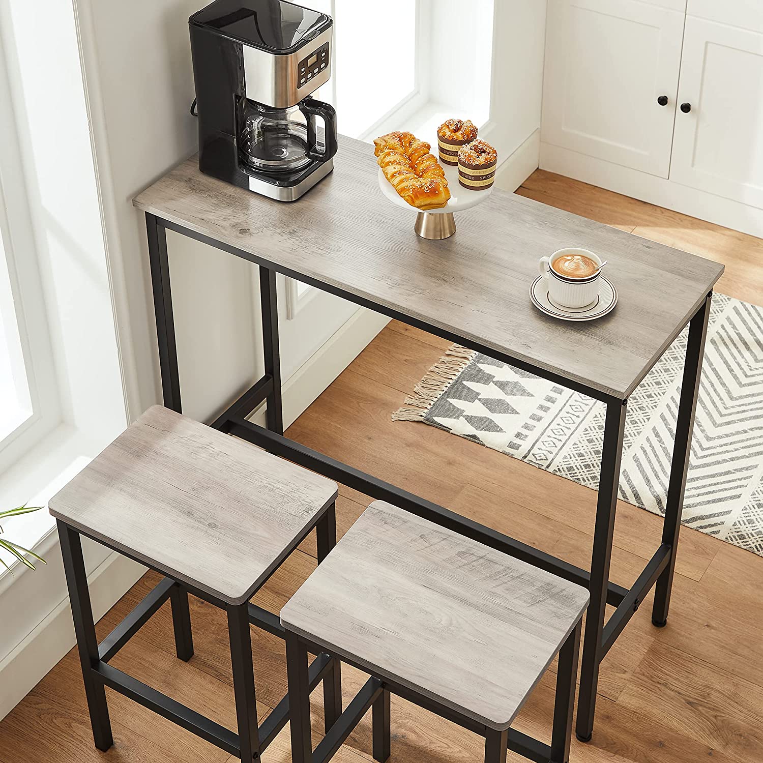 Set od 2 barske stolice, kuhinjske stolice 40 x 65 x 30 cm, sivo-crna | VASAGLE-vitahome.hr