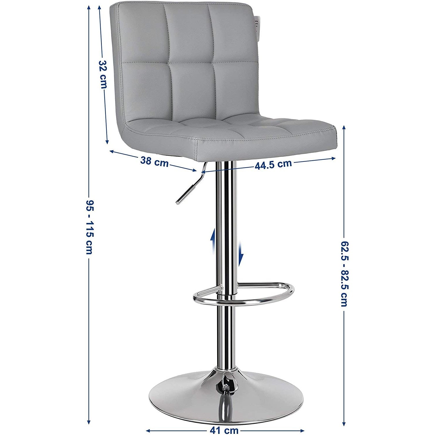 Set od 2 barske stolice, podesive po visini, okretne za 360°, sive | SONGMICS-vitahome.hr