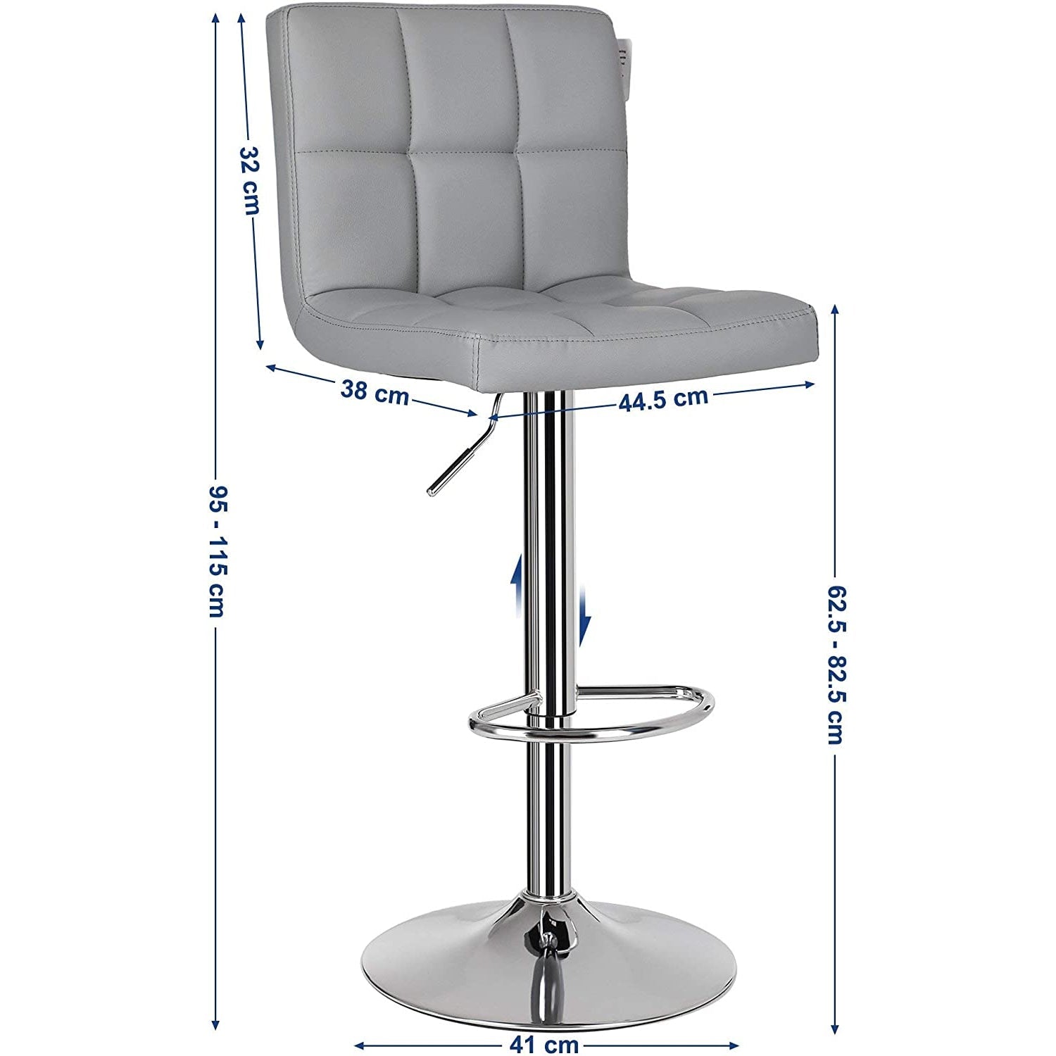Set od 2 barske stolice, podesive po visini, okretne za 360°, sive | SONGMICS-vitahome.hr