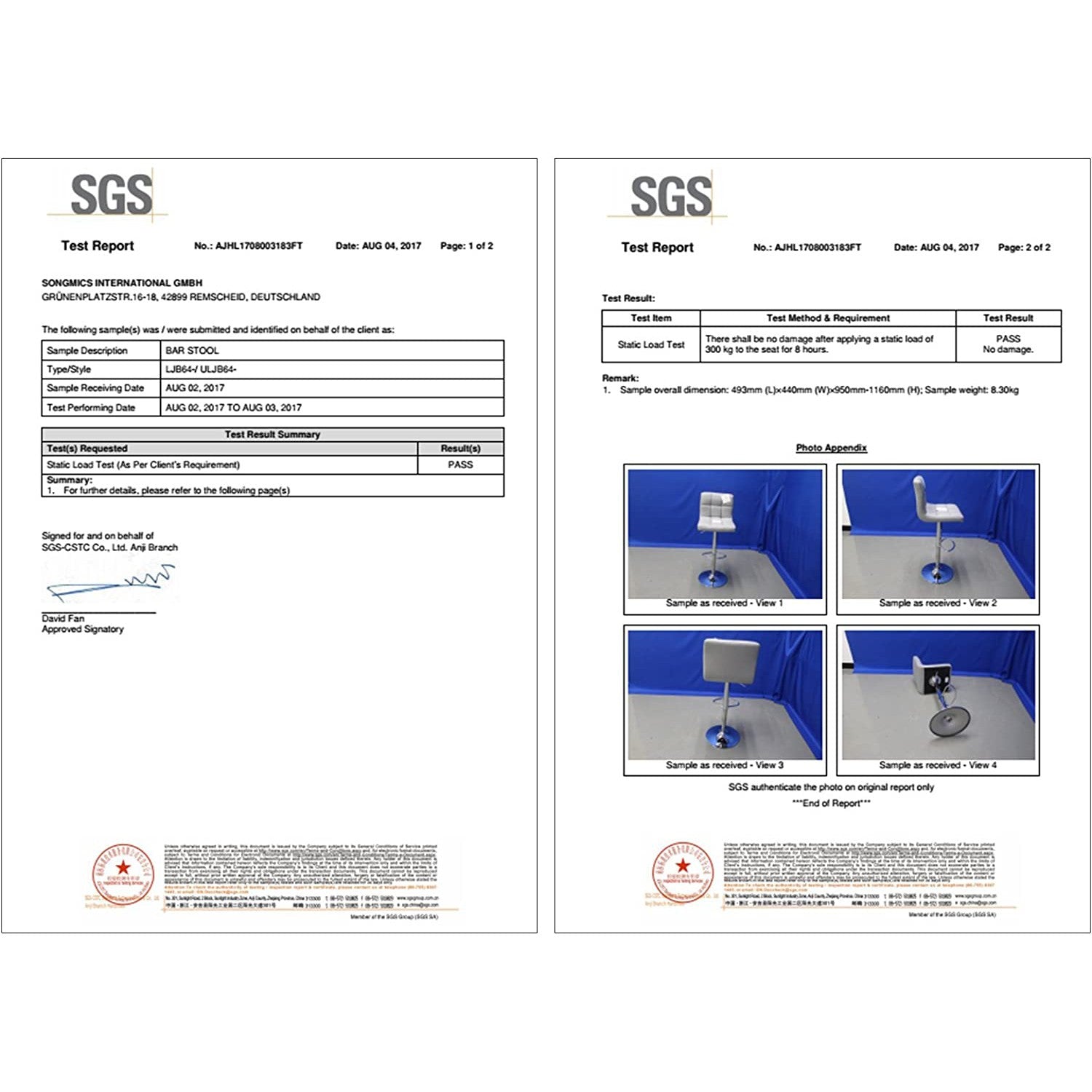 Set od 2 barske stolice, podesive po visini, okretne za 360°, sive | SONGMICS-vitahome.hr