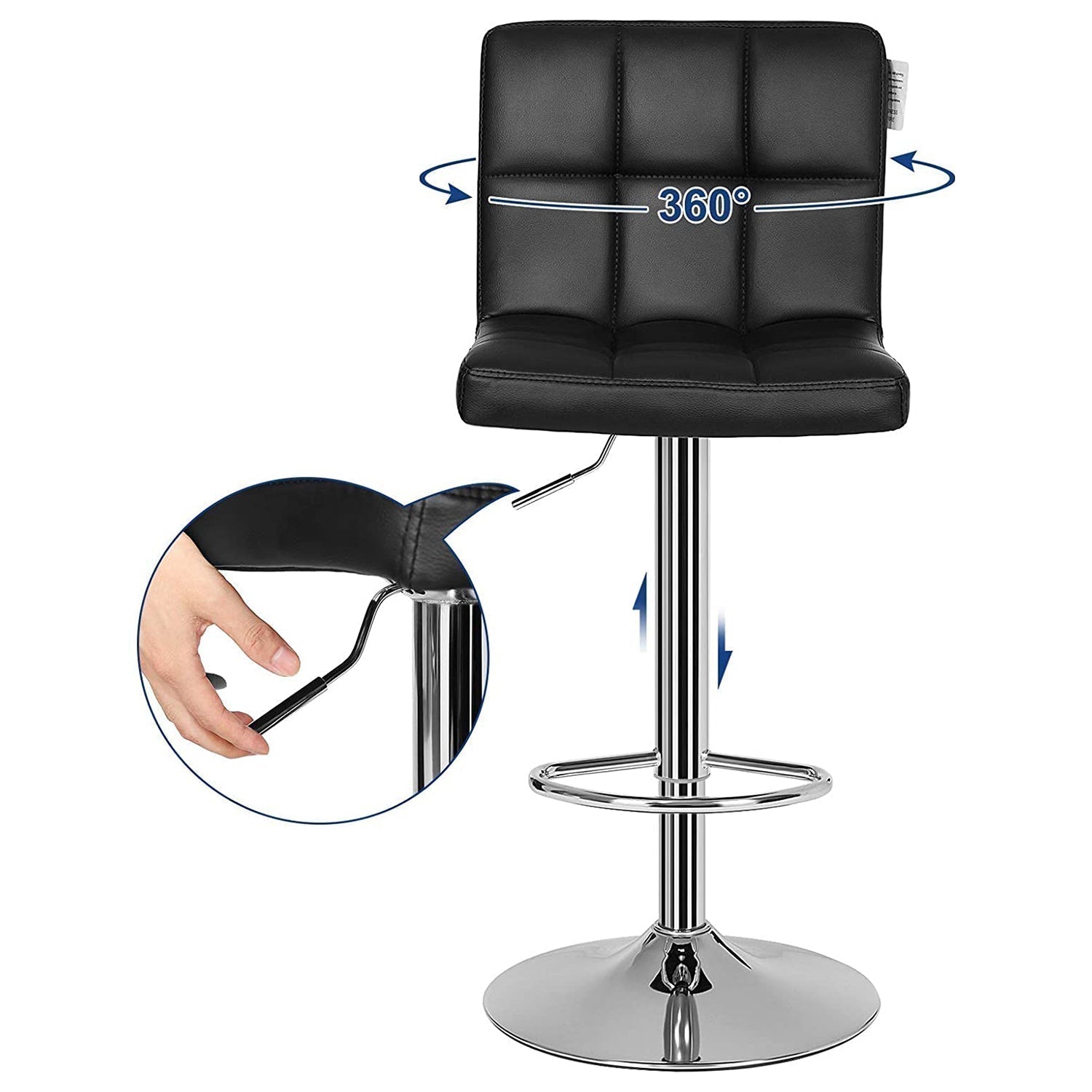 Set od 2 barske stolice, podesive visine, umjetna koža, crna | SONGMICS-vitahome.hr