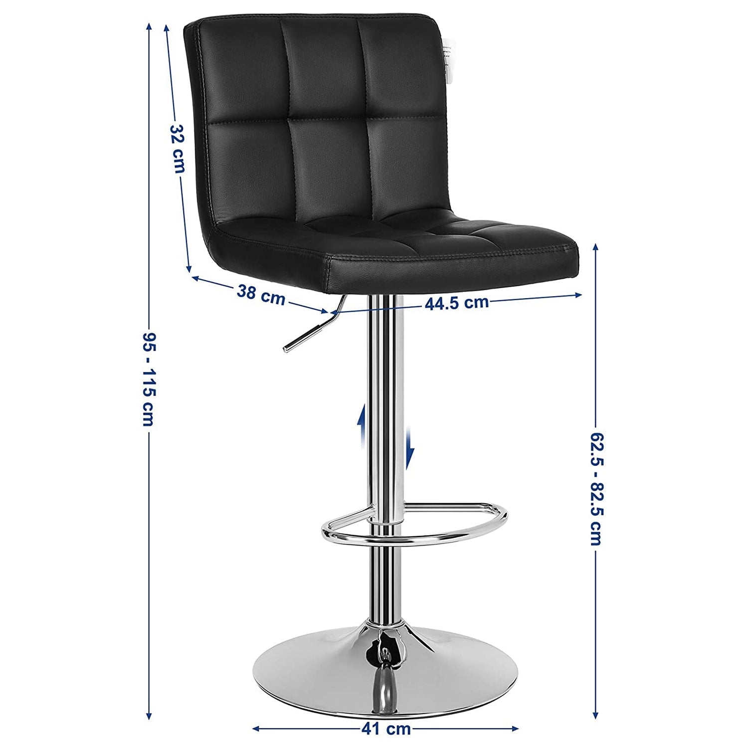 Set od 2 barske stolice, podesive visine, umjetna koža, crna | SONGMICS-vitahome.hr