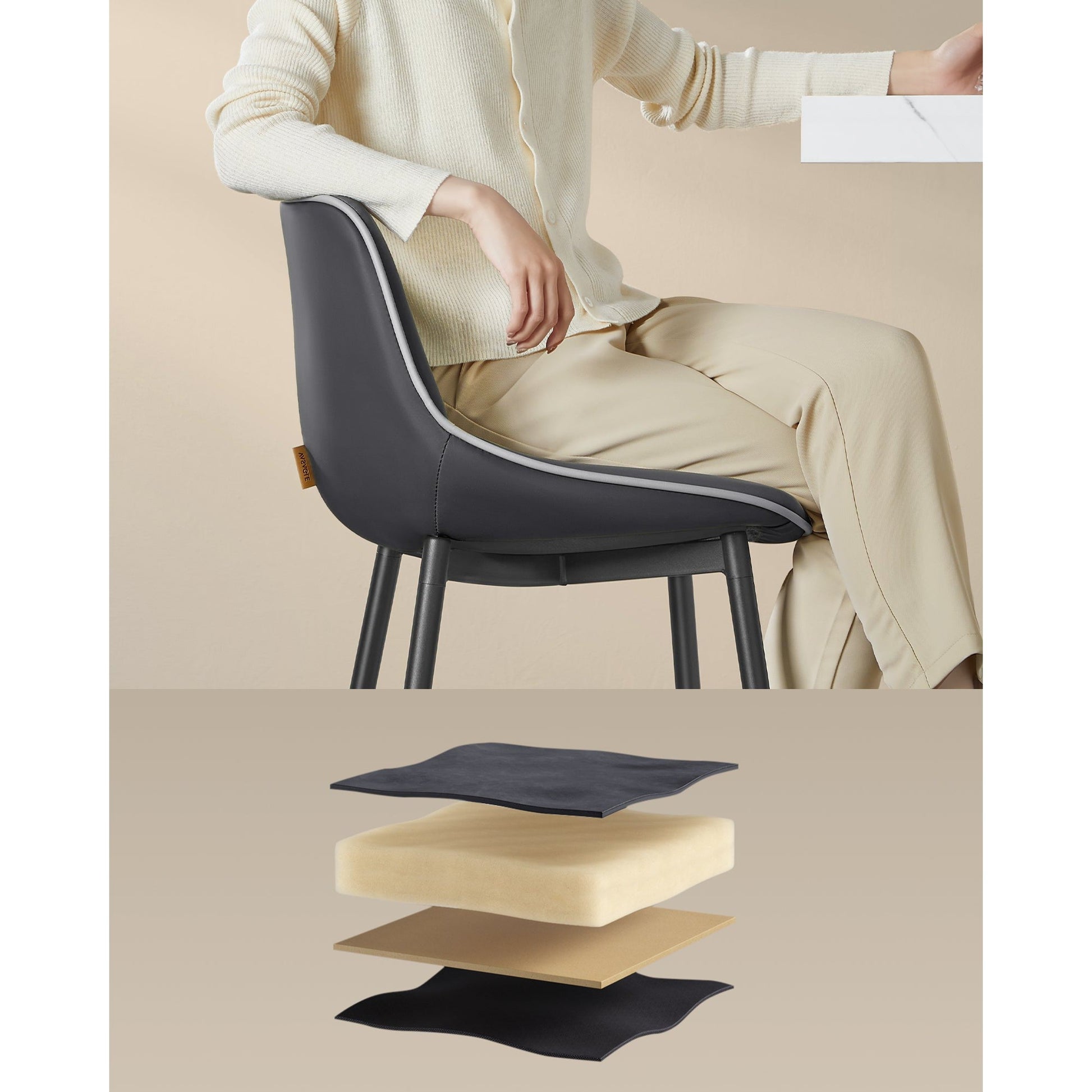 Set od 2 barske stolice s ergonomskim naslonom , visina sjedala 62 cm, crna | VASAGLE-vitahome.hr
