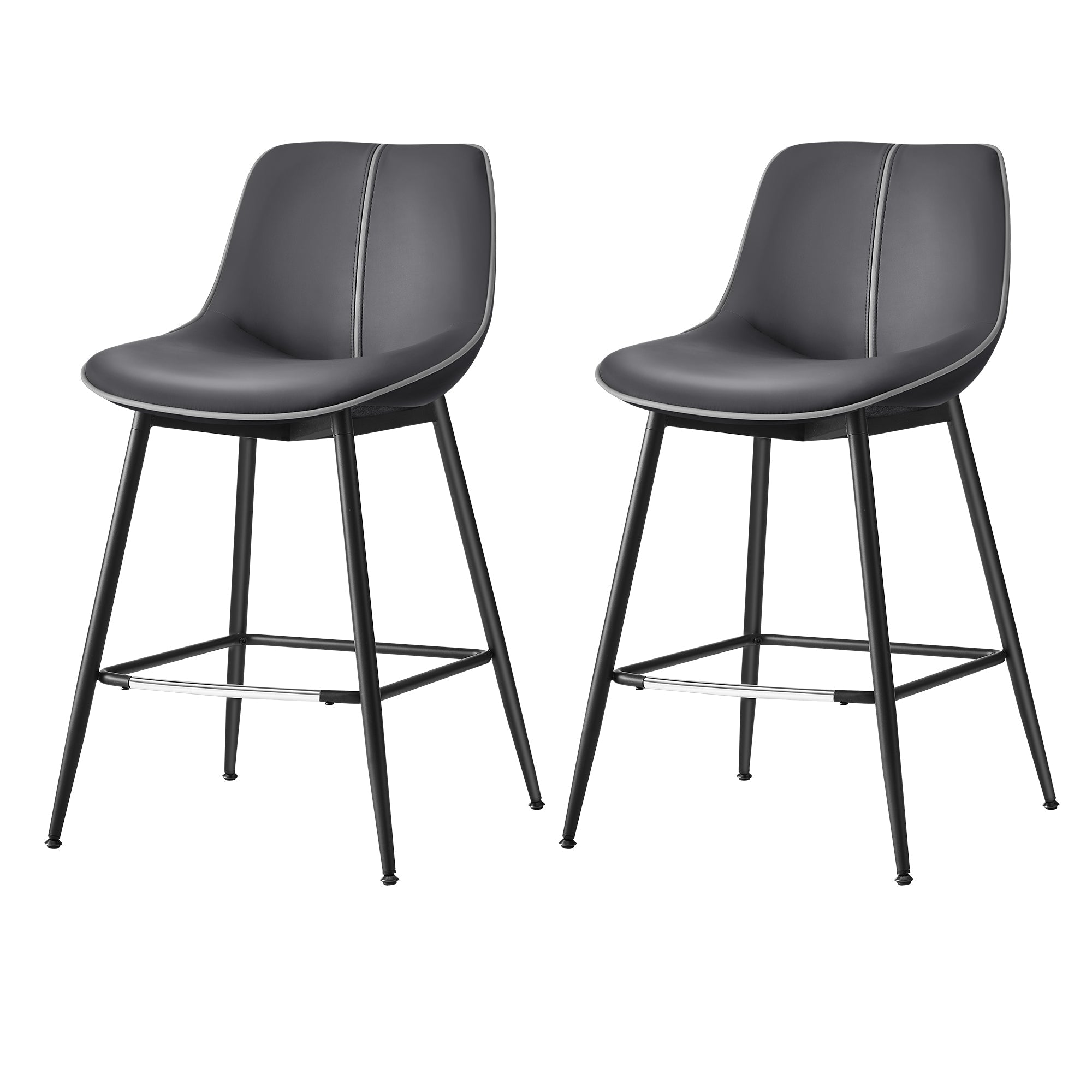 Set od 2 barske stolice s ergonomskim naslonom , visina sjedala 62 cm, crna | VASAGLE-vitahome.hr