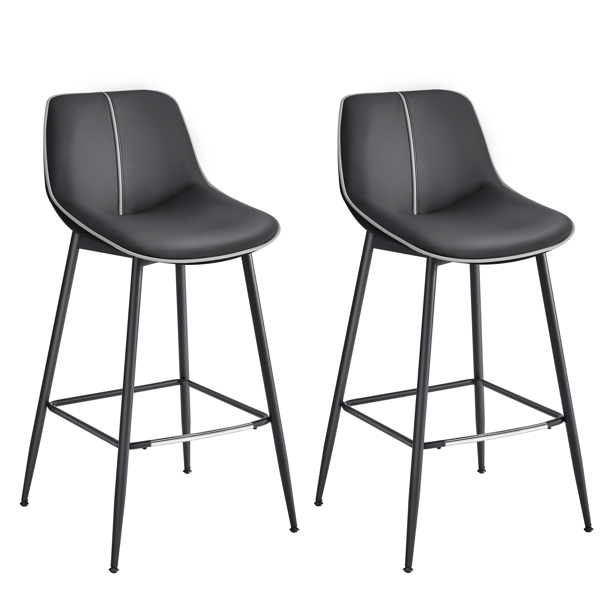 Set od 2 barske stolice s ergonomskim naslonom , visina sjedala 73 cm, crna | VASAGLE-vitahome.hr