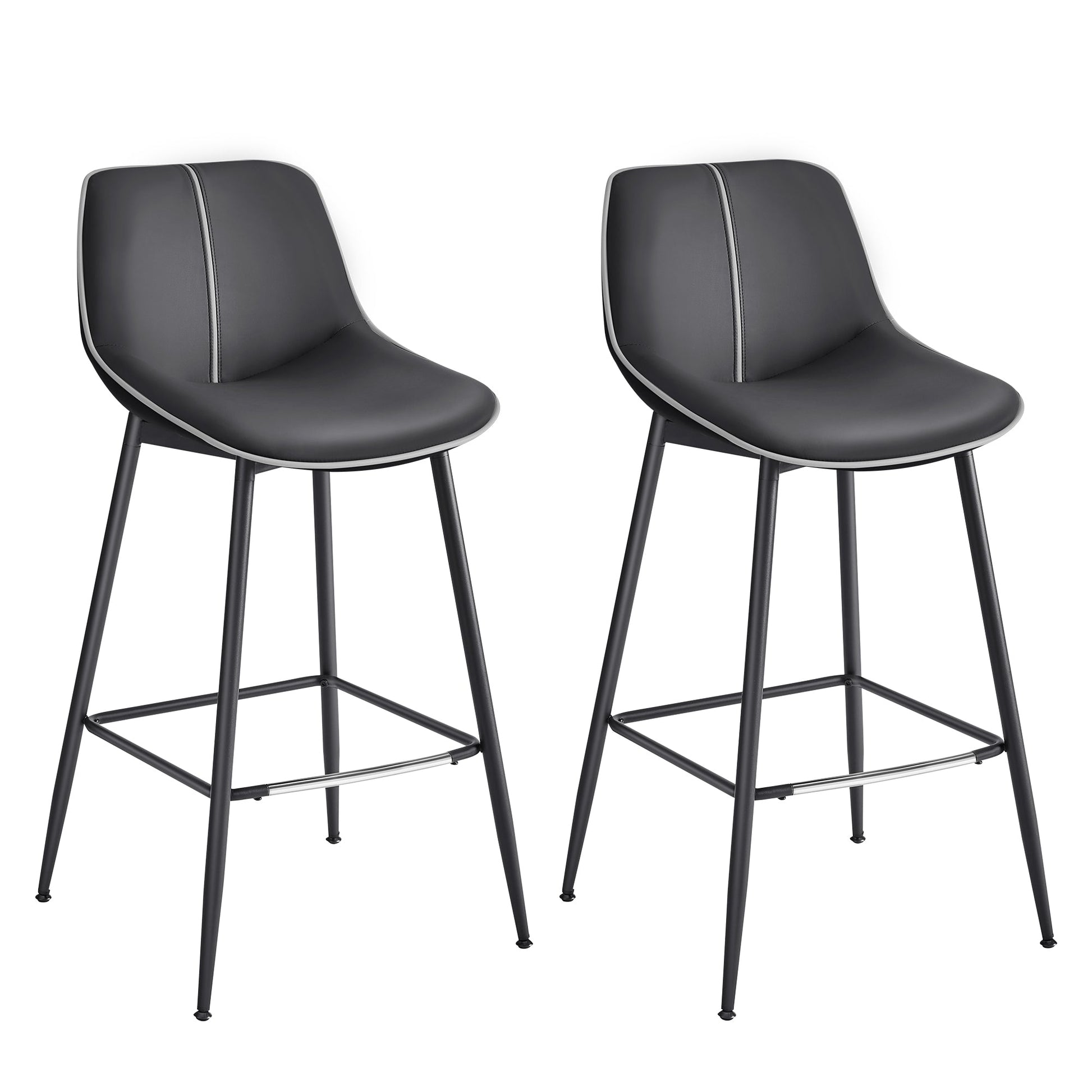 Set od 2 barske stolice s ergonomskim naslonom , visina sjedala 73 cm, crna | VASAGLE-vitahome.hr