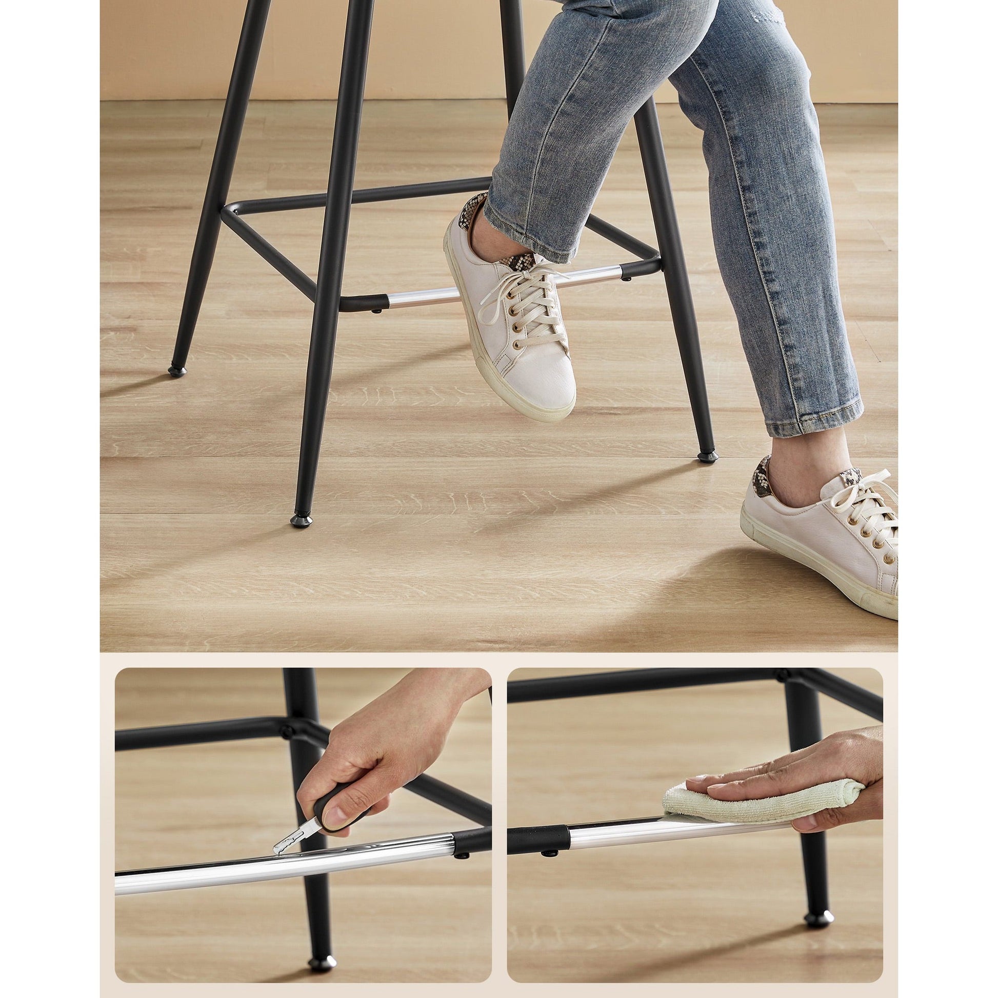 Set od 2 barske stolice s ergonomskim naslonom , visina sjedala 73 cm, smeđe | VASAGLE-vitahome.hr