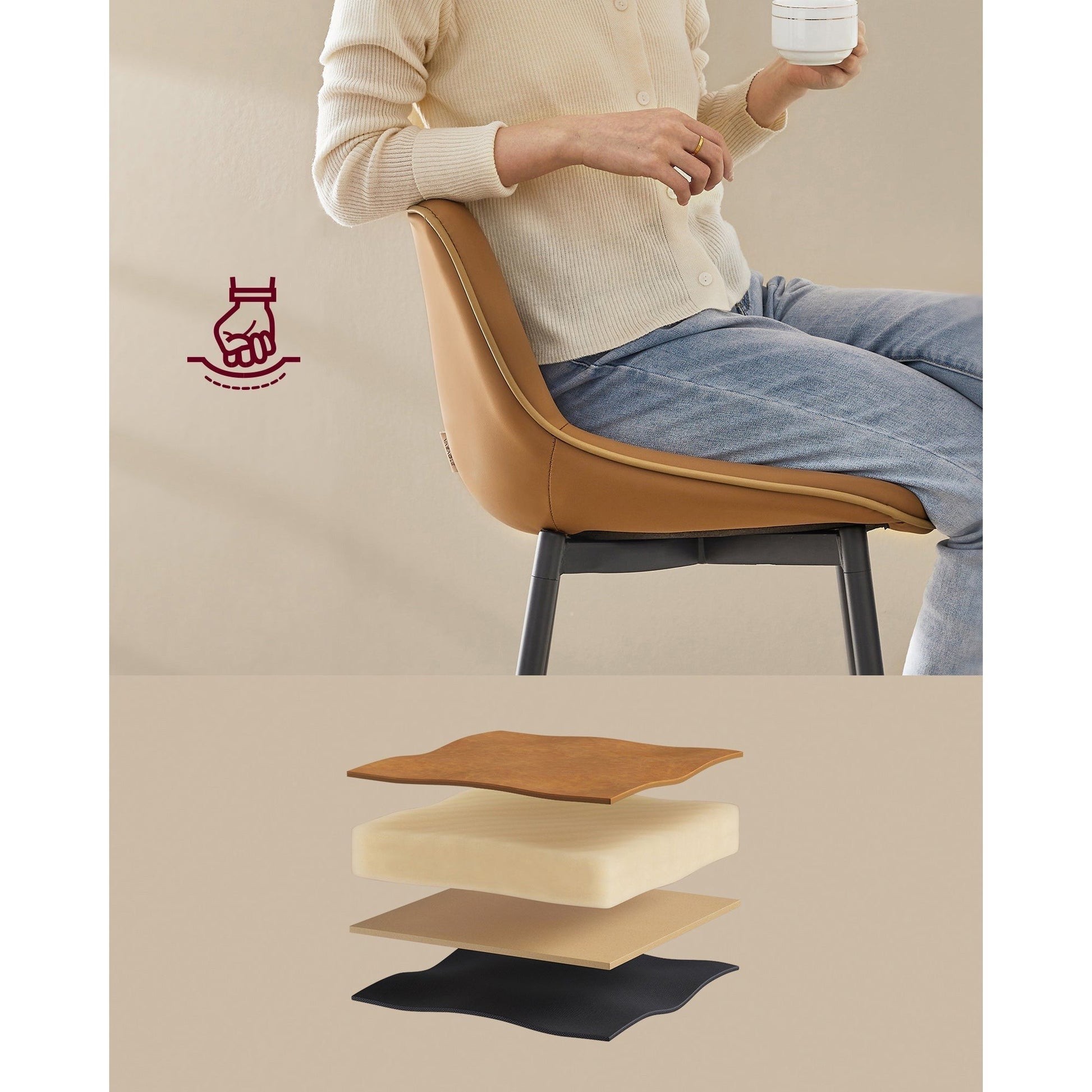 Set od 2 barske stolice s ergonomskim naslonom , visina sjedala 73 cm, smeđe | VASAGLE-vitahome.hr